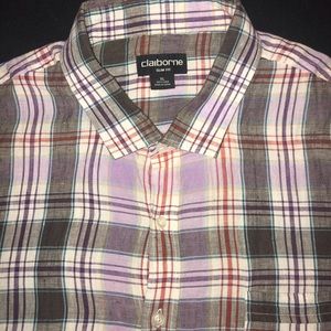 Claiborne 100% Linen Men’s XL slim fit button up